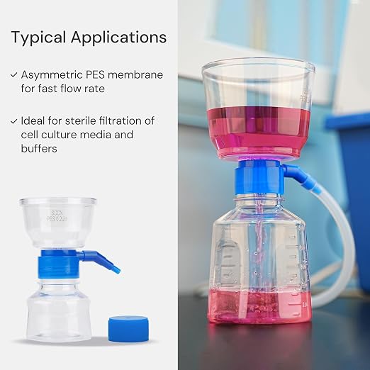 Pack of 4 Diposable Vacuum Filter Units 1000mL 0.2μm PES Hydrophilic Membrane - Image 4