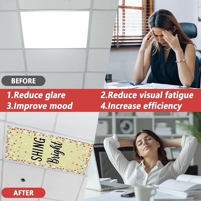 QOUBAI 8 Pcs Fluorescent Light Covers, 4 x 2 Feet Magnetic Light Cover - Image 7