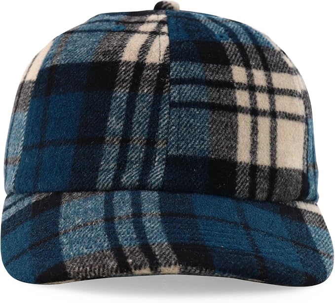 Trendy Apparel Shop Plaid Checker Wool Blend Unstructured Baseball Cap - Image 2