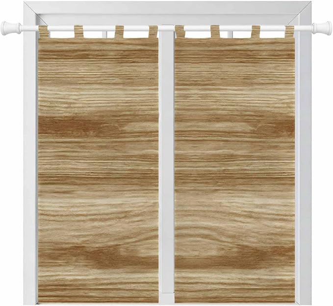 Light Brown Wood Grain Bedroom Curtains 72 Inch Length, Window Curtains Tab Top by Unknown
