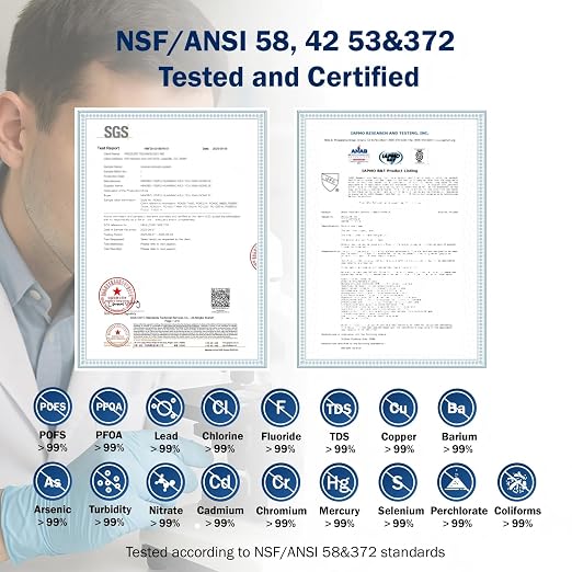 Frizzlife 1000GPD Reverse Osmosis Water Filter, NSF/ASNI 58&53&42&372 Standard - Image 3