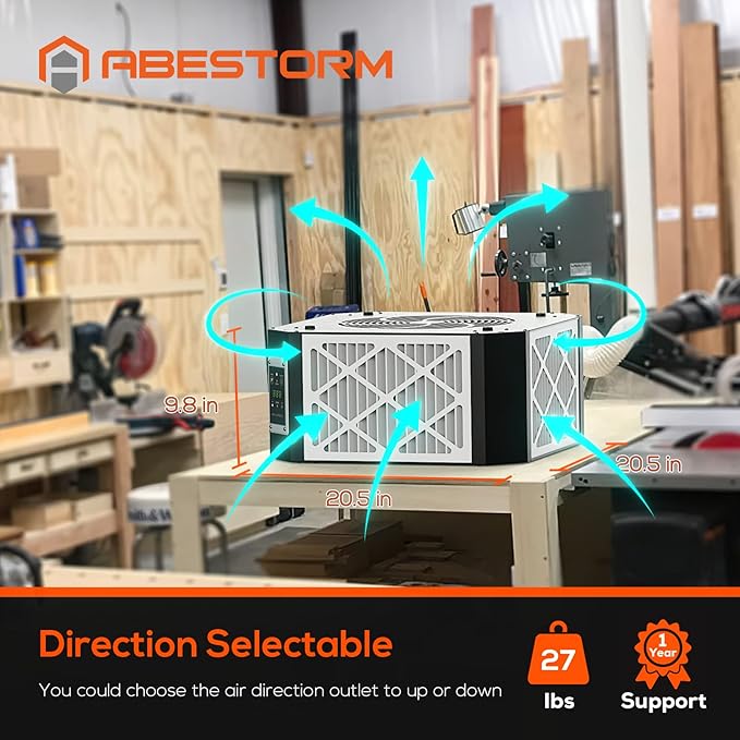 ABESTORM 360 Degree Intake Air Filtration System Woodworking 1350 CFM Hanging - Image 5