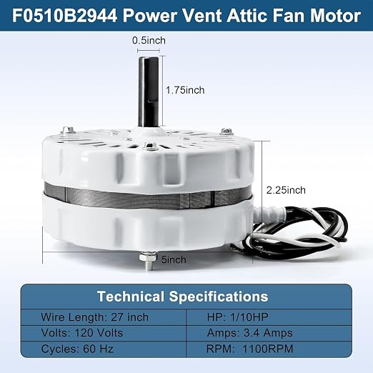 F0510B2944 F0510B2497 Attic Roof Power Vent Fan Motor - Image 2