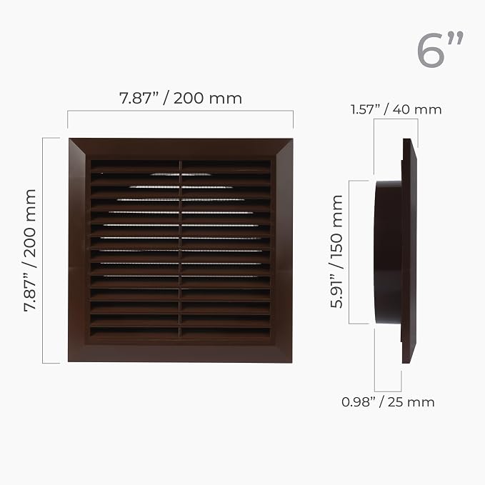 6 Inch Fit Brown Plastic Vent Cover - Image 2