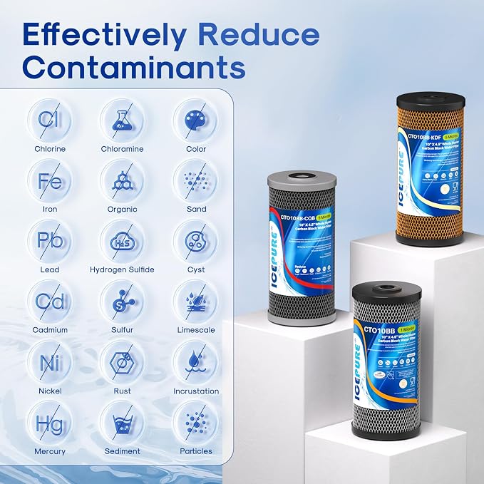 ICEPURE 4.5"x 10" Whole House Water Filter Set, 3-Stage Water Filtration System - Image 2