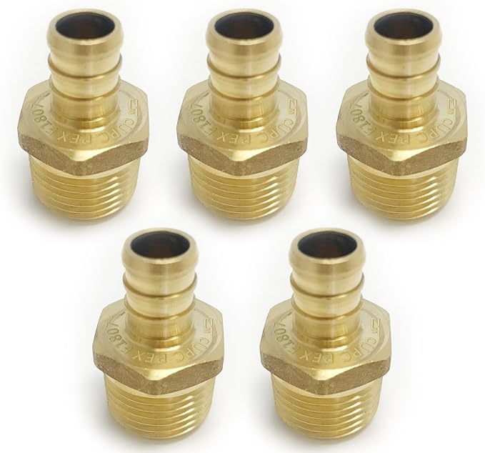 Pex 3/4 Inch x 3/4 Inch Male NPT Adapter Brass Crimp Fittings - Image 2