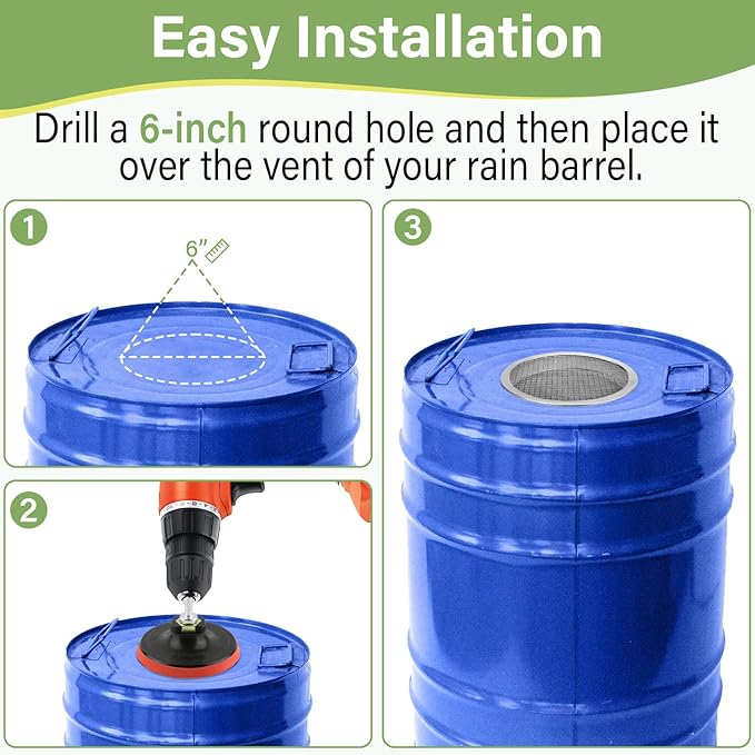6-inch Round Rain Barrel Screen, Double Aluminum Mesh Vent Cover | Screen - Image 6