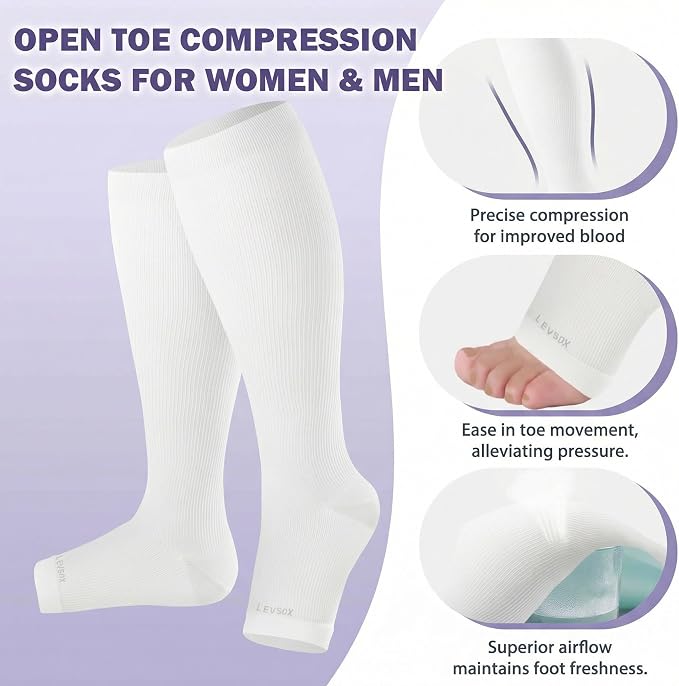 LEVSOX Open Toe Compression Socks - Image 2