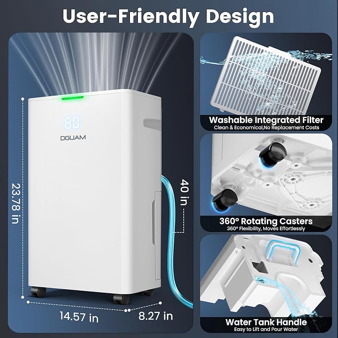 4500 Sq. Ft Dehumidifier, Max 80 Pint Dehumidifier - Image 6
