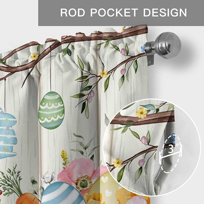Easter Curtain Valances for Windows, Kitchen Valance Window Treatment, Spring - Image 5