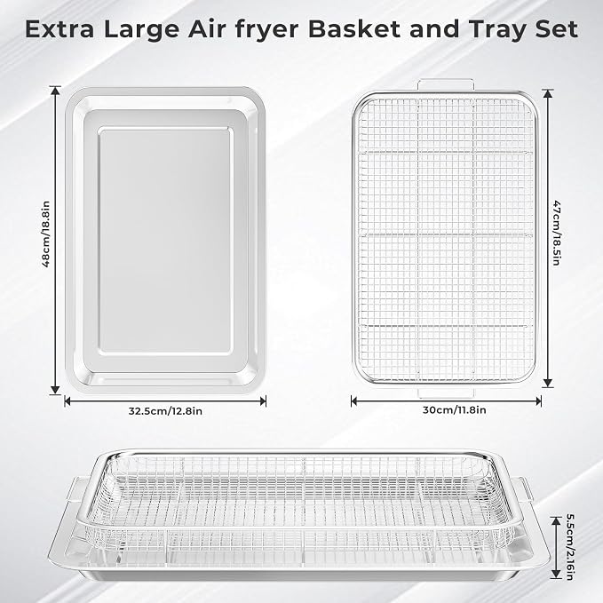 Air Fryer Basket for Oven, Extra Large 18.8" x 12.8" Oven Air Fryer Basket and - Image 3