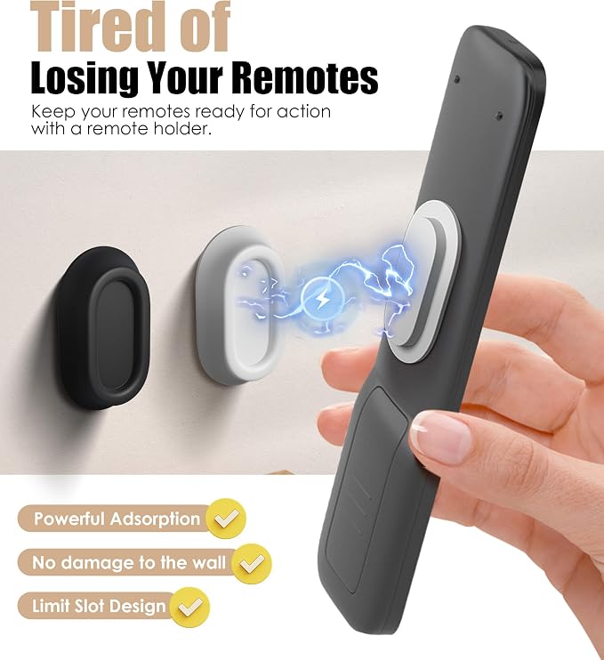 4 Pack Magnetic Remote Control Holder Wall Mount, Upgraded No Drill - Image 5