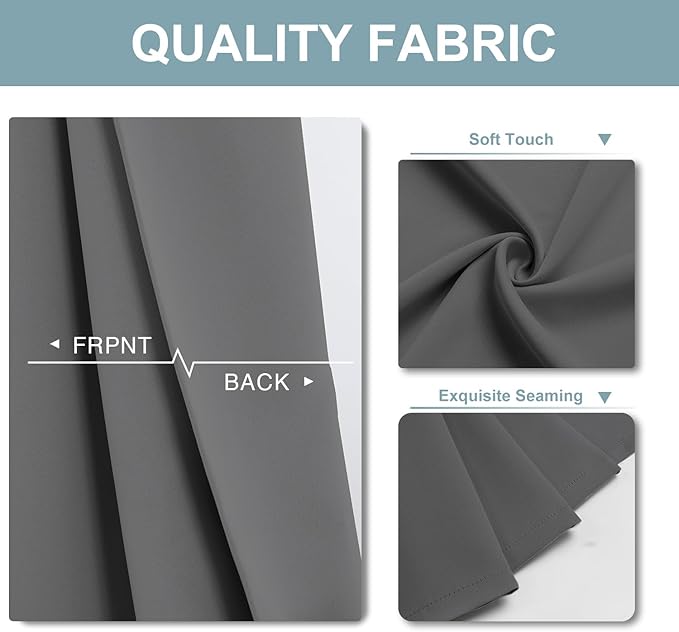ChrisDowa Blackout Curtains 54 inches Long for Bedroom - 2 Panels Set Grommet Thermal Insulated Room Darkening Curtains for Living Room (Grey, 52 x 54 Inch)