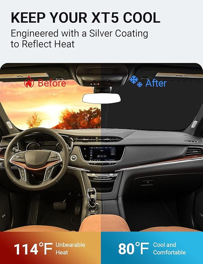 Proadsy 2026 Upgrade Windshield Sun Shade Custom Fit Cadillac XT5 2017-2026 - Image 2