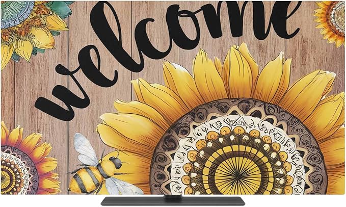 Spring Farm Blossom Sunflower Bee Indoor TV Cover, Elastic TV Screen Protector by Unknown