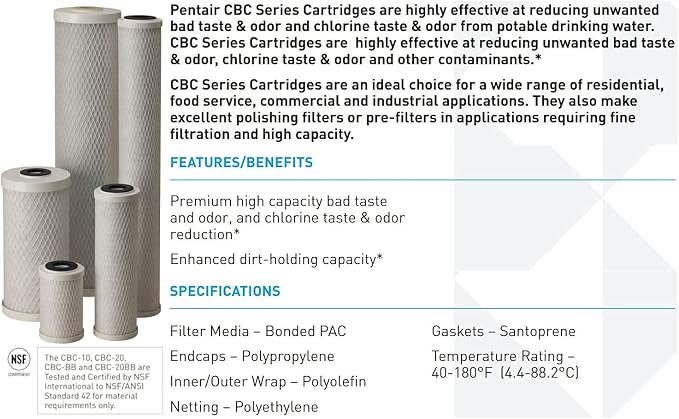Pentair Pentek CBC-10 Carbon Block Water Filter, Bonded Powdered Activated - Image 6