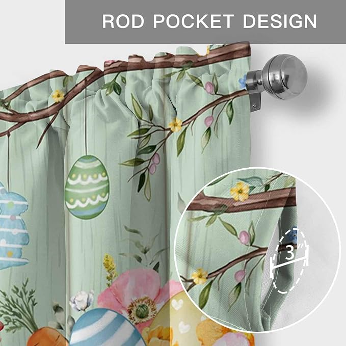 Easter Curtain Valances for Windows, Kitchen Valance Window Treatment, Spring - Image 5