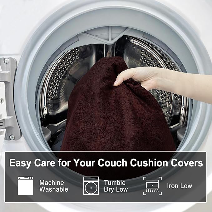 Leather Look Couch Cushion Covers Sofa Seat Slipcovers Sets Couches Furniture Protector for Sectional Armchair Loveseat Pets Kids Stretch Spandex Fabric (1 Cushion Sofa, Burgundy)