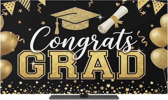 Graduation Celebration Balloon Indoor TV Cover, Elastic TV Screen Protector by Unknown