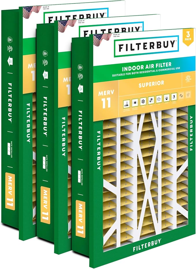 Filterbuy 16x25x5 Air Filter MERV 11 Superior Pet & Allergy Defense, by Filterbuy