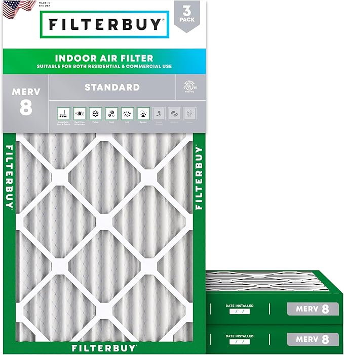 Filterbuy 16x30x2 Air Filter MERV 8 Essential Dust & Allergy Defense, by Filterbuy