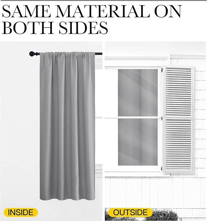 NICETOWN Blackout Curtains 84 inches Length - Energy Efficient & Noise Reducing Thermal Insulated Rod Pocket Blackout Drapes/Draperies for Living Room (Silver Grey, 2 Panels, W52 inches x L84 inches)