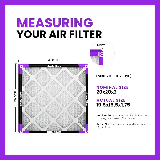 Simply 20x20x2 Air Filter, MERV 13, 6 Pack, Furnace Air Filter - Image 2