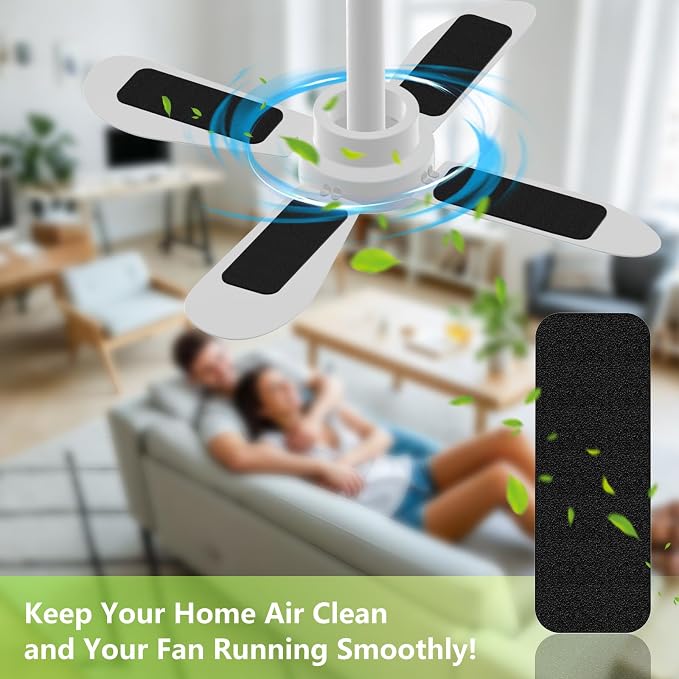 20 Pack Ceiling Fan Filters for Blades, Activated Coconut Carbon Fan Filter for - Image 5
