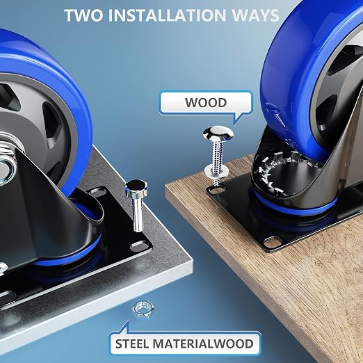 6 Inch Swivel Caster Wheels, Casters Set of 4 Heavy Duty - Image 4