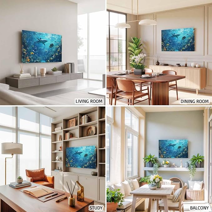 Underwater World Ocean Shark Fish Indoor TV Cover, Elastic TV Screen Protector - Image 5