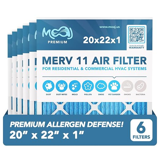 20x22x1 Air Filter | MERV 11 | MOAJ Premium Allergen Defense | BASED IN USA | by MOAJ