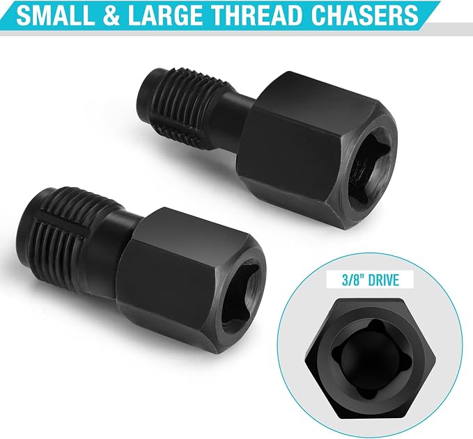DURATECH 5PCS O2 Oxygen Sensor Socket Thread Chaser Set, 3/8" 1/2" Drive x 7/8" - Image 4