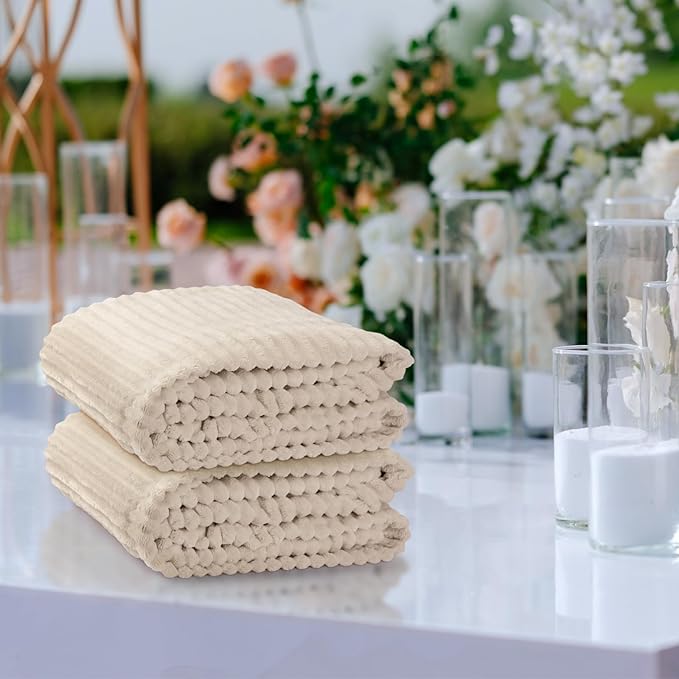 Buryeah 6 Pcs Flannel Throw Blanket Bulk 50 x 60 in Sleepover Blanket Outdoor Wedding Throw Lightweight, Oeko-tex Standard 100 Certified for Sofa Homeless Gifts (Khaki)