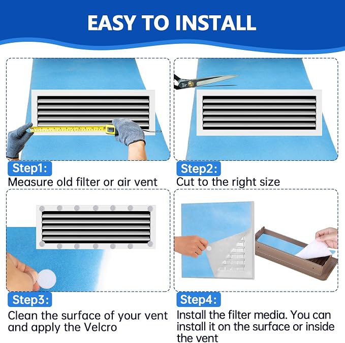 Air Vent Filters 12"x90", 2Roll Cut to Fit Air Filter, MERV 8 Triple Filtration - Image 6