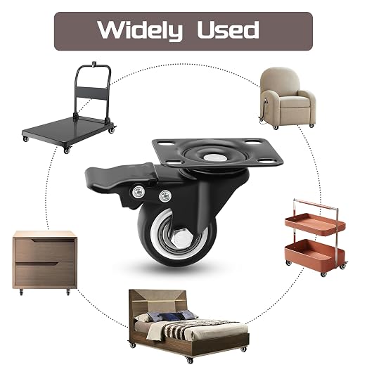 Alise Caster Wheels, 1.5" Swivel Caster Set of 4, Steel Core Rubber Heavy Duty - Image 9