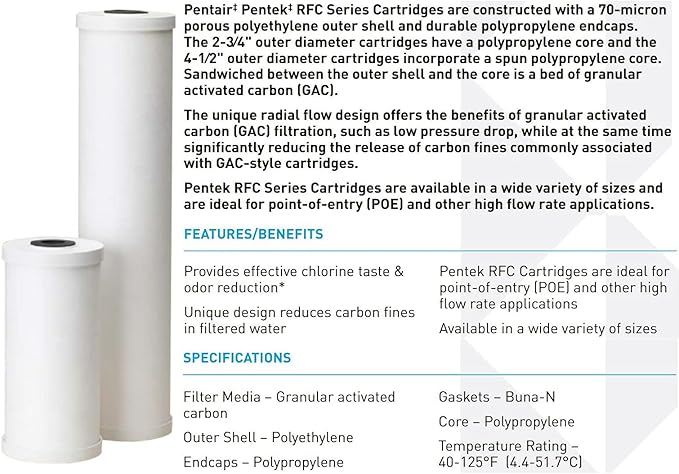 Pentair Pentek RFC-20BB Big Blue Carbon Water Filter, Whole House Heavy Duty - Image 4