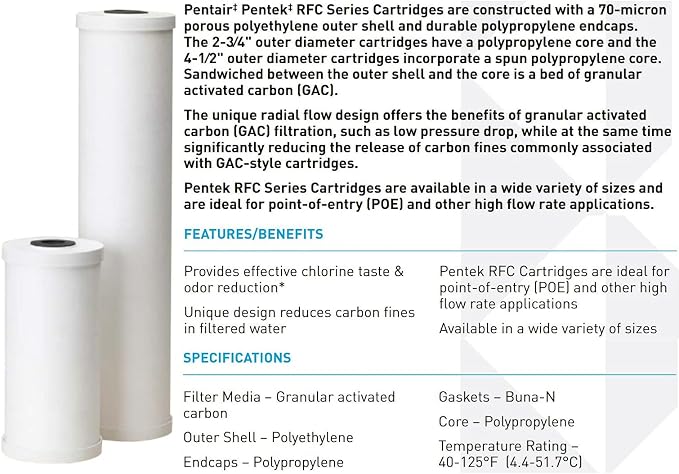Pentair Pentek RFC-BB Big Blue Carbon Water Filter, Whole House Heavy Duty - Image 4