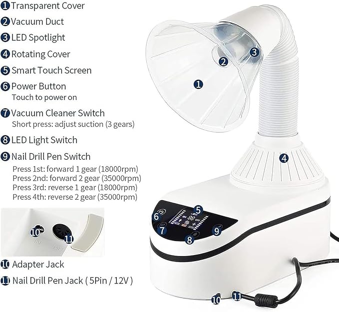 230w Dental Polishing Dust Collector, Nail Manicure Vacuum Cleaner, - Image 9