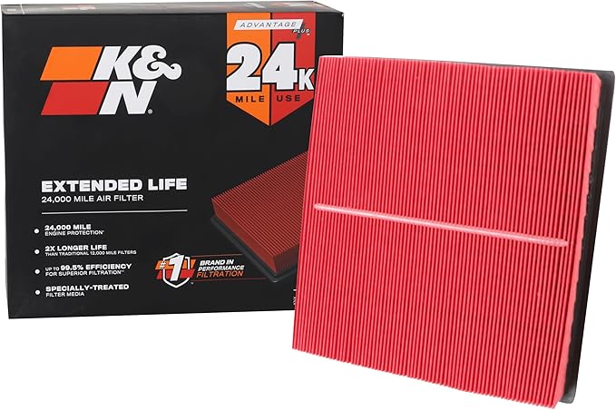 K&N Engine Air Filter: Extended Life 24, 000 Mile Replacement Air Filter: by KNEngineeringInc
