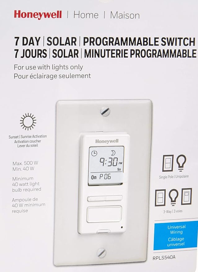 Honeywell RPLS540A ECONOSwitch Programmable Timer Switch, 1.5"D x 1.69"W x - Image 5