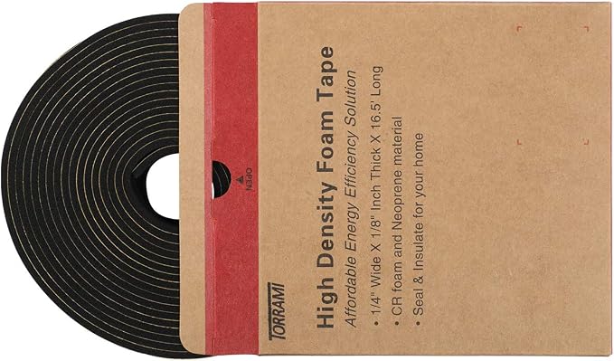 TORRAMI Adhesive Foam Tape 1/4" W X 1/8" T, Closed Cell Foam Weather Strip Seal - Image 7