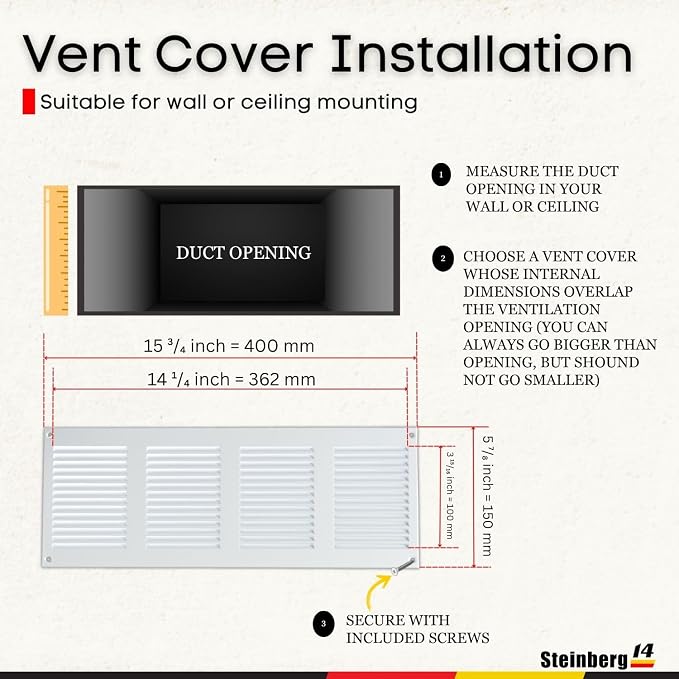 Steinberg14 White Vent Cover 14x4 - Image 5