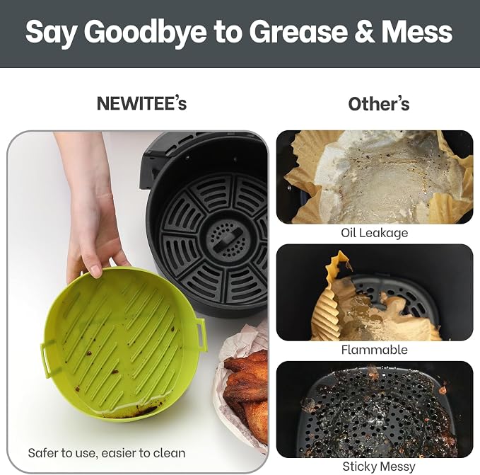 Air Fryer Silicone Liners 4QT For Ninja AF101, 2 Pack BPA Free Platinum Air - Image 3