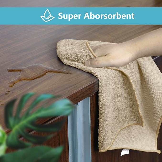 HOMEXCEL Brown Microfiber Cleaning Cloth, 50 Pack Cleaning Towels - Image 3