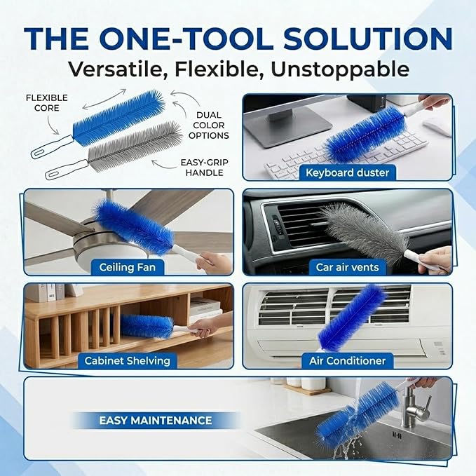 Bendable Microfiber Head Brush, Reusable Fan Cleaner Brush, Washable Dust - Image 6