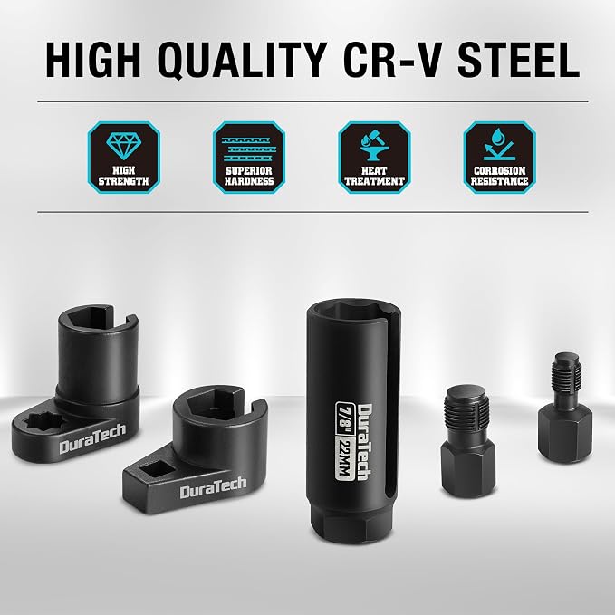 DURATECH 5PCS O2 Oxygen Sensor Socket Thread Chaser Set, 3/8" 1/2" Drive x 7/8" - Image 6