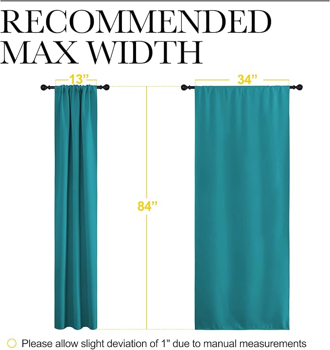 NICETOWN Peacock Blue Blackout Curtains Panels for Window, Thermal Insulated Rod Pocket Blackout Drapes/Draperies for Living Room (2 Panels, W34 x L84 inches)