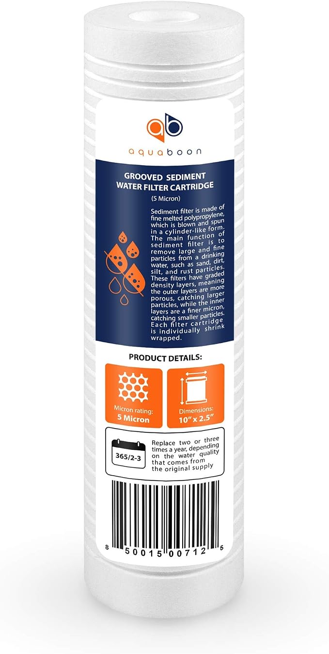 Aquaboon 5 Micron 10 x 2.5 Grooved Sediment Water Filter Replacement - Image 7