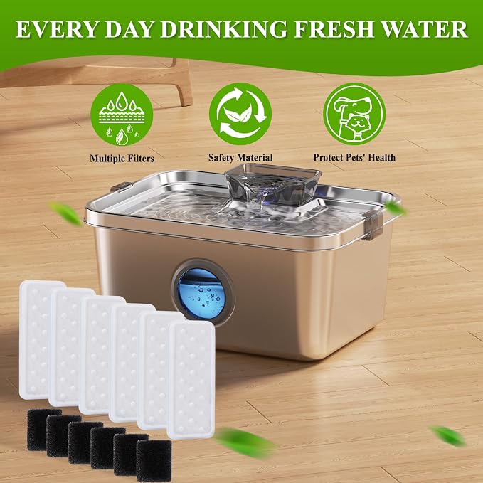 PETIMI Accessories Set for Pet Water Fountain- 6 pcs Packed Filters and 6 pcs - Image 2