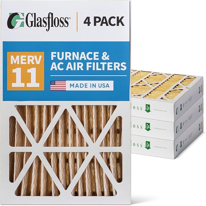 Glassfloss 16x25x4 MERV 11 AC & Furnace 4" Depth Air Filters. Box of 4. Actual - Image 5